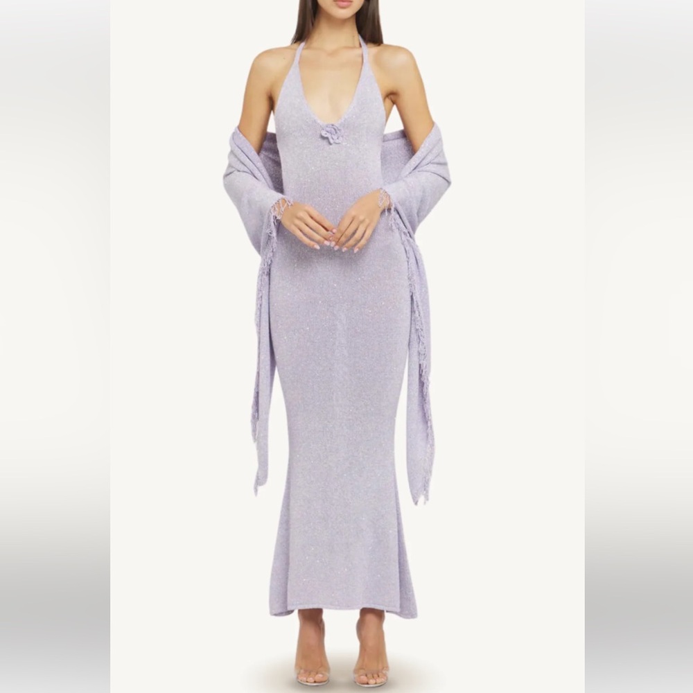 Asta Resort Lavender Sequin Dress & Scarf Set